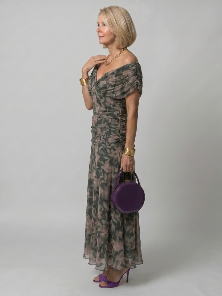 Annie | Robe Midi Décontractée à Épaule Dénudée