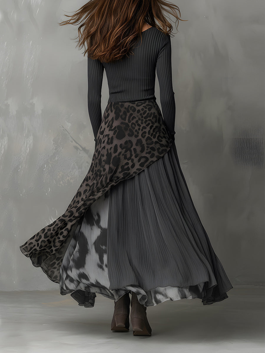 Martine | Robe longue bohème léopard