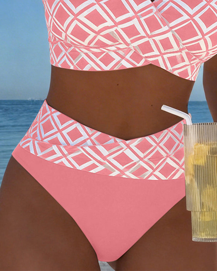 Twee-delig Bikini Met Bh-Snit En Diamantpatroon