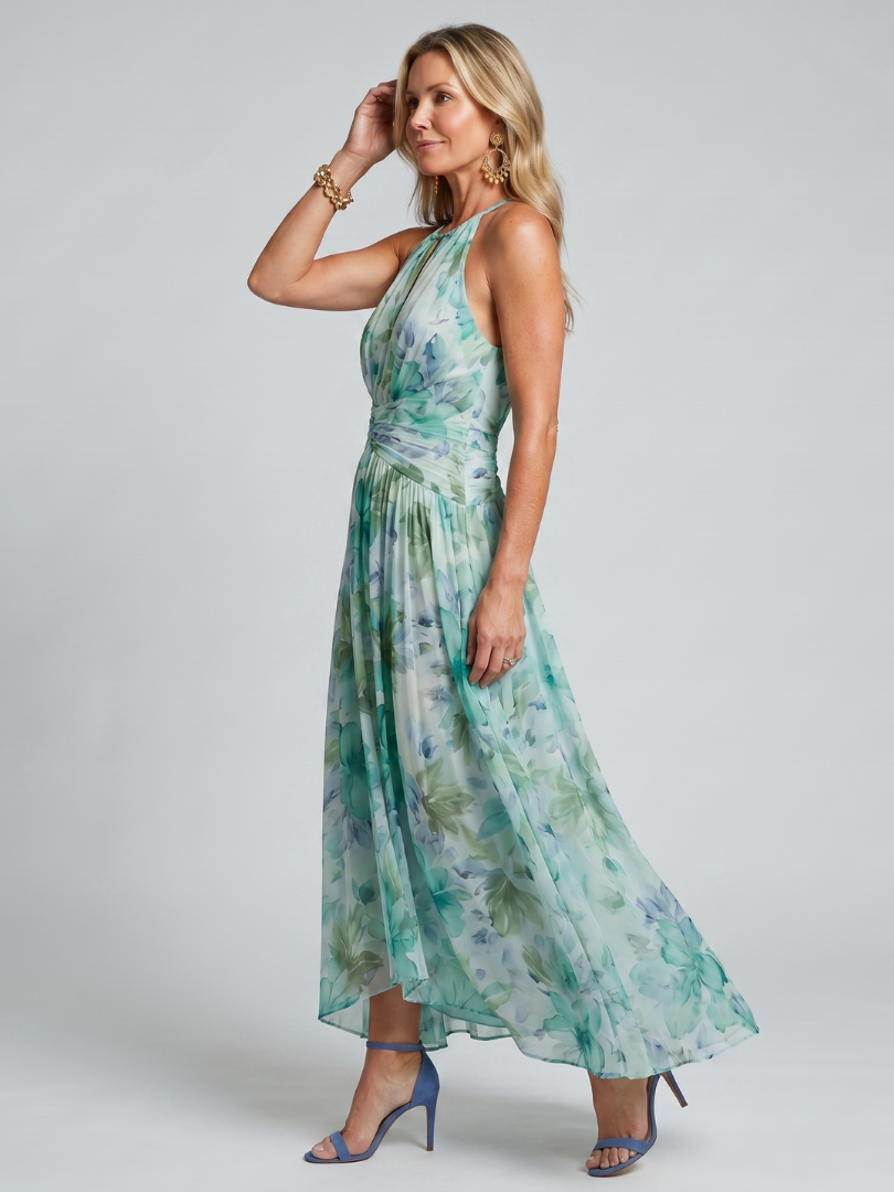 Pauline | Robe midi plissée à motif floral doux