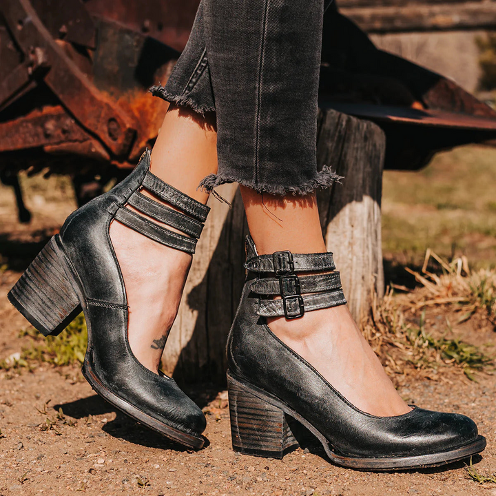 Pauline | Sandales à talon triple boucle