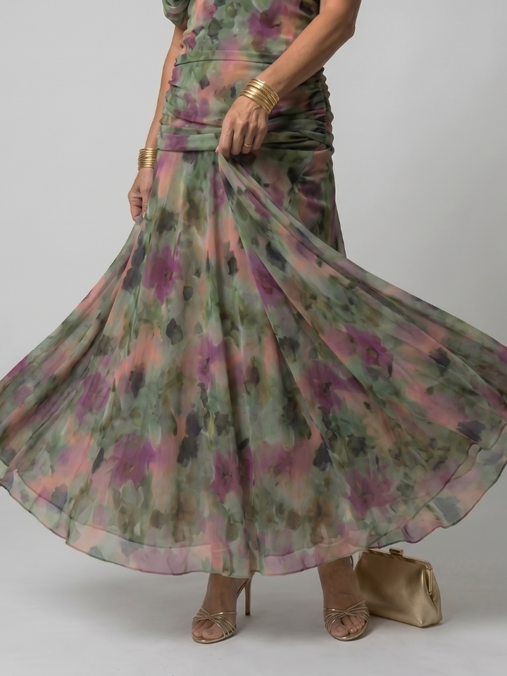 Denise | Robe midi fluide à épaules dénudées