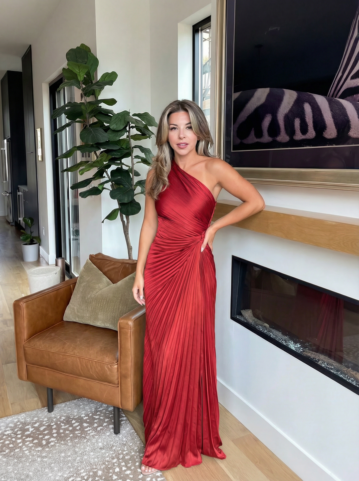 Aurelia – One-Shoulder Pleated Dress