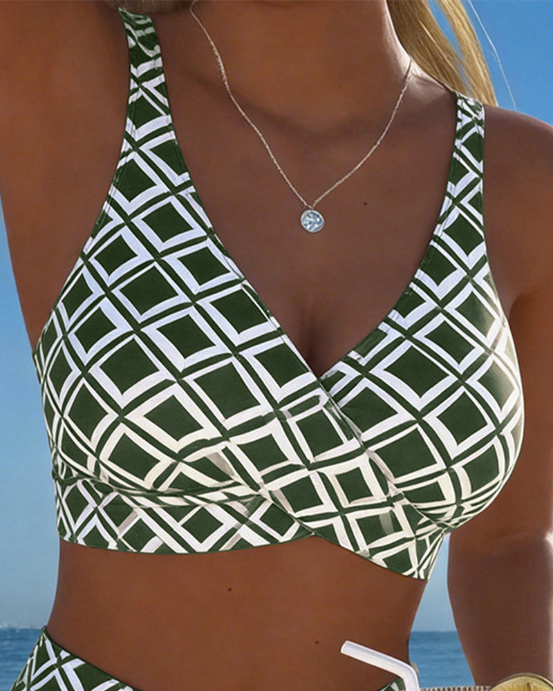 Twee-delig Bikini Met Bh-Snit En Diamantpatroon