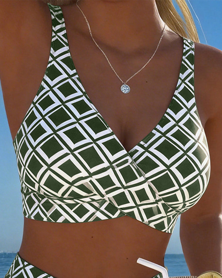 Twee-delig Bikini Met Bh-Snit En Diamantpatroon