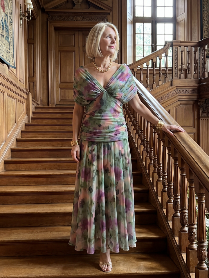 Denise | Robe midi fluide à épaules dénudées