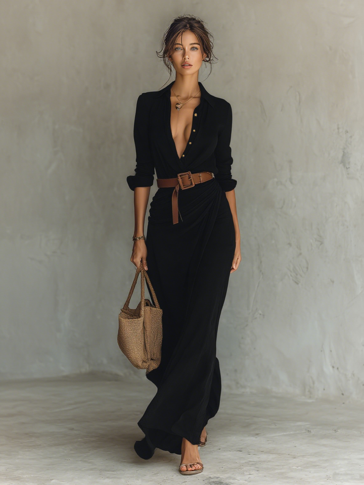 Solène | Robe longue chemise élégante