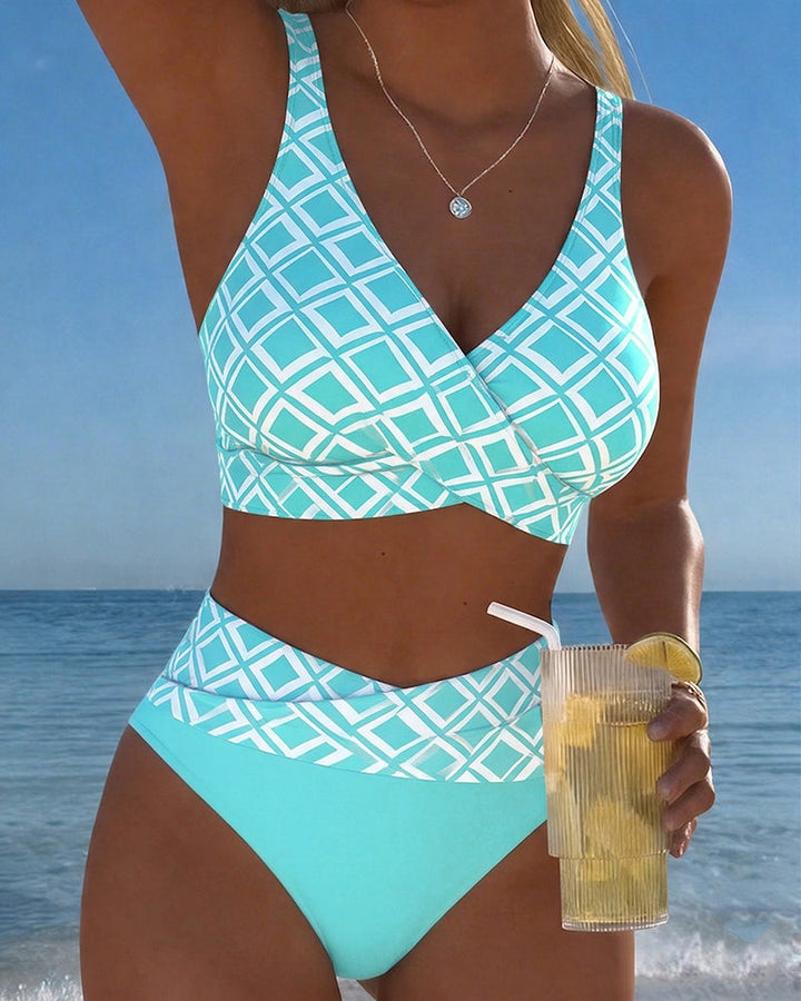 Twee-delig Bikini Met Bh-Snit En Diamantpatroon