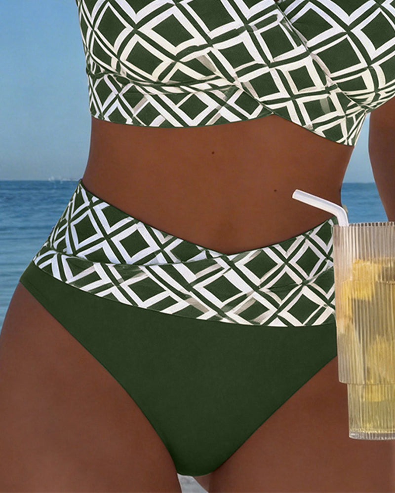 Twee-delig Bikini Met Bh-Snit En Diamantpatroon