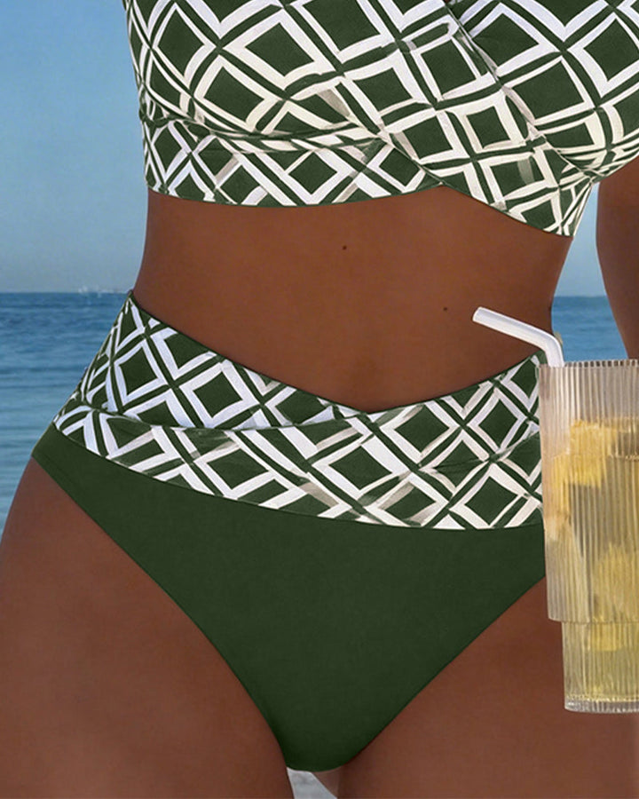 Twee-delig Bikini Met Bh-Snit En Diamantpatroon