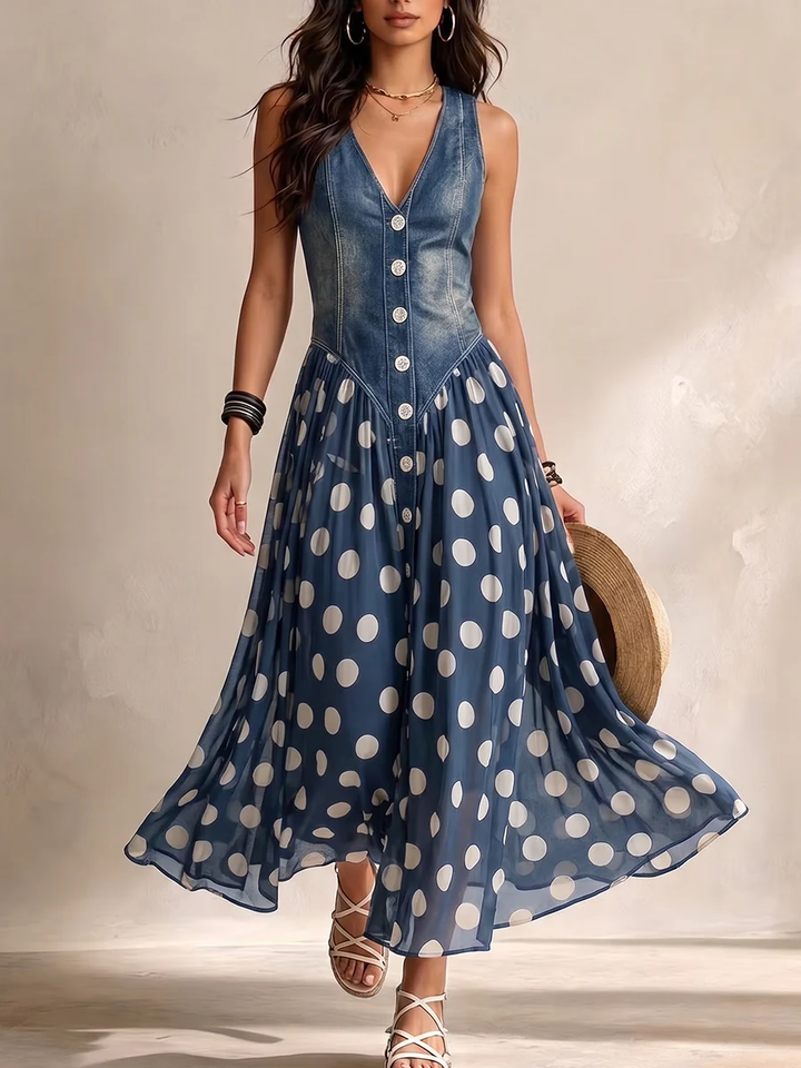 Sylvie | Robe midi à pois en mousseline