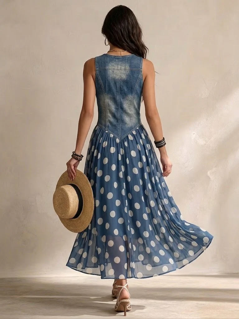 Sylvie | Robe midi à pois en mousseline