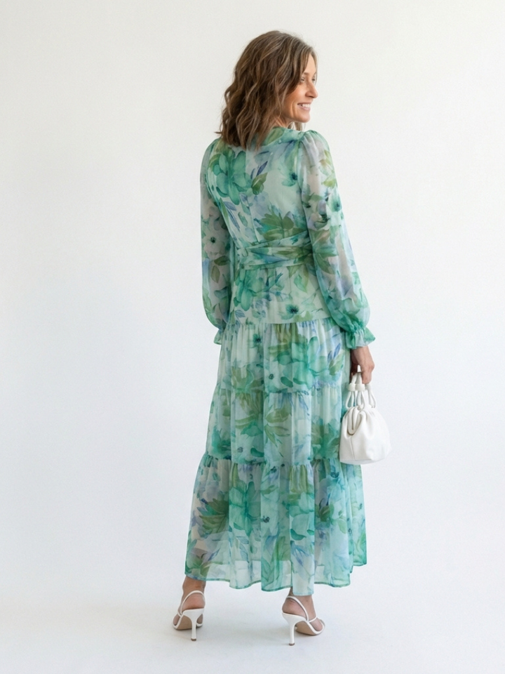 Susana | Vestido Maxi Floral de Manga Larga
