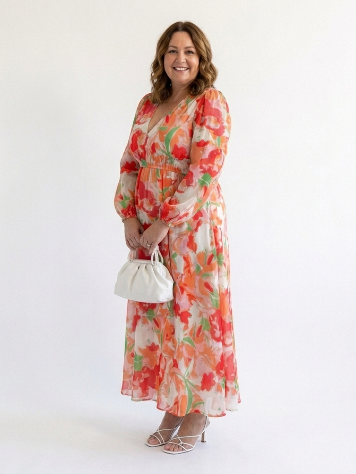 Amélie | Robe maxi florale à manches longues