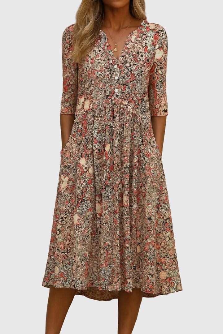 Rosa | Elegante vestido midi con escote en V