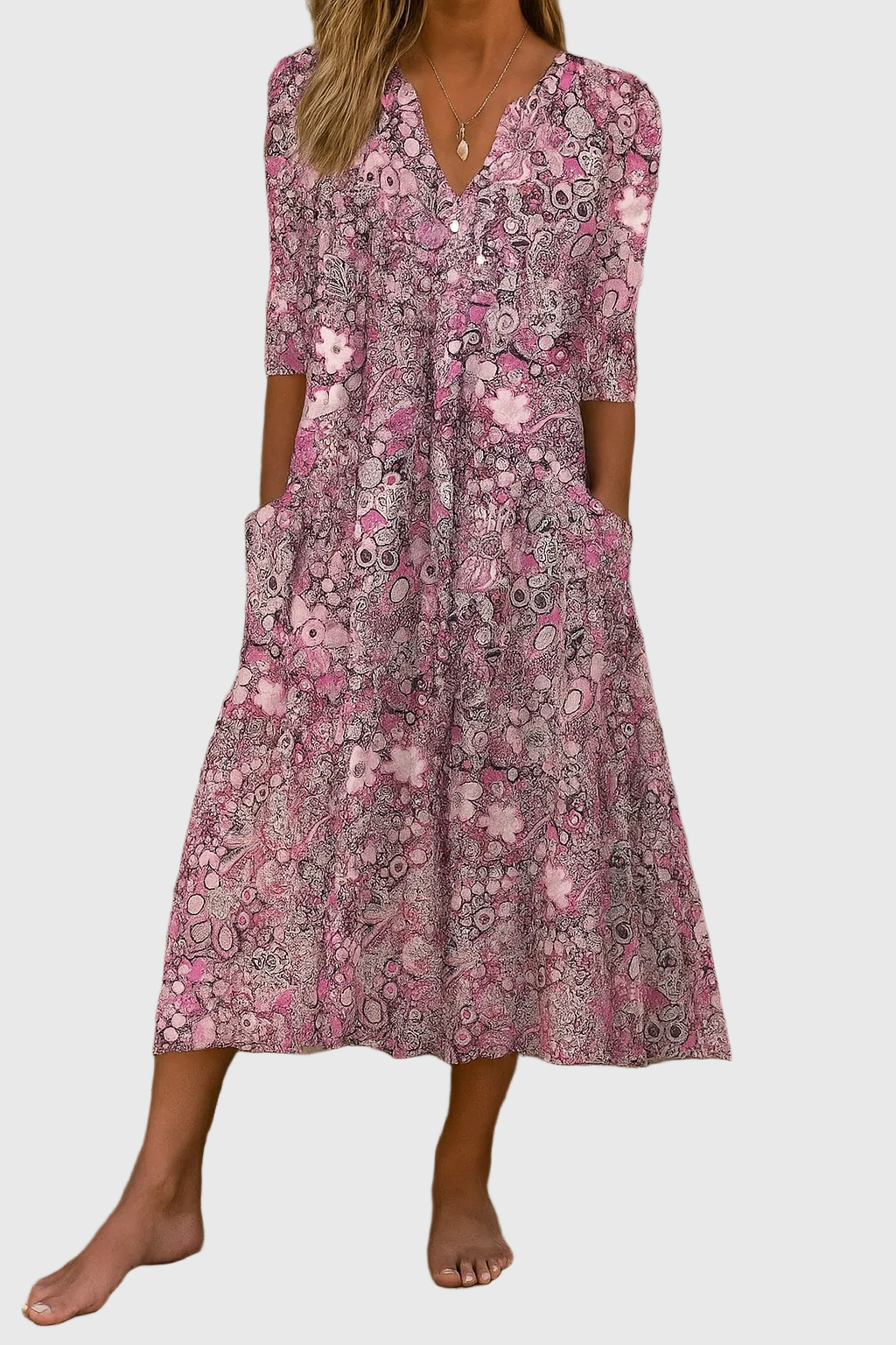 Harlow | Graceful V-Neck Elegance Midi Dress111111111111111121312312321