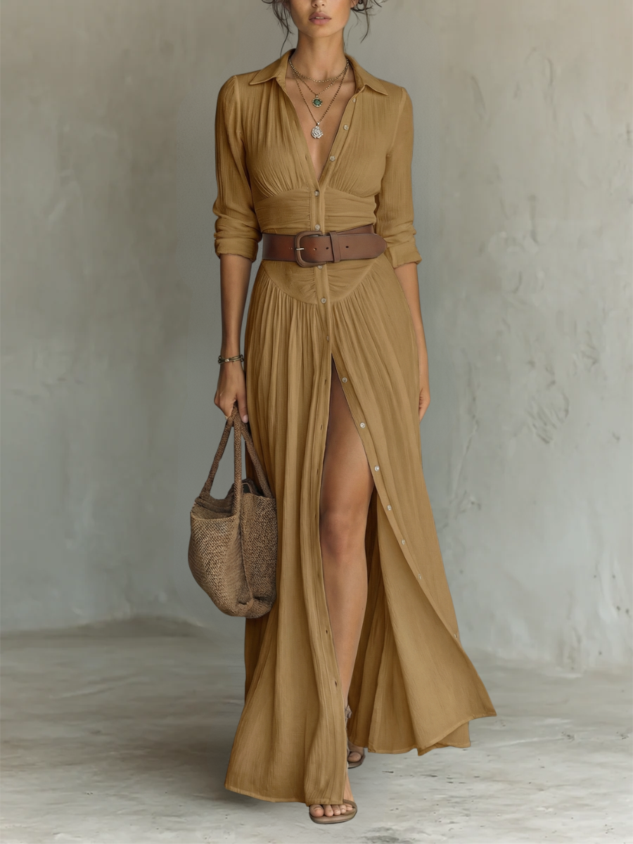 Madeleine | Robe longue boutonnée