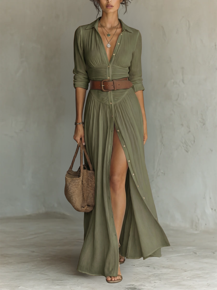 Madeleine | Robe longue boutonnée