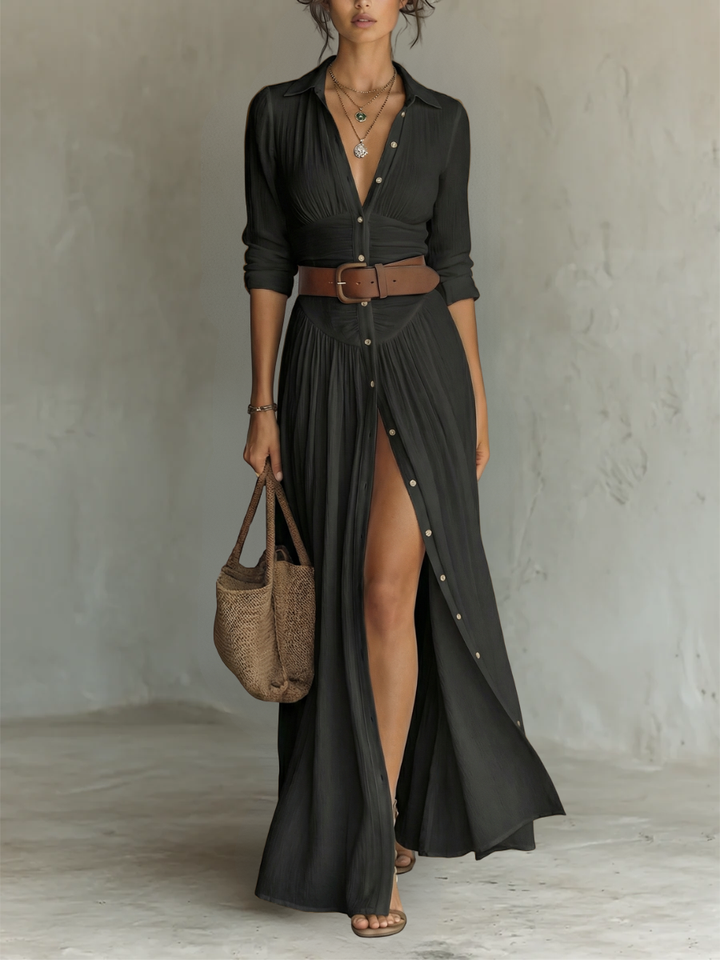Madeleine | Robe longue boutonnée