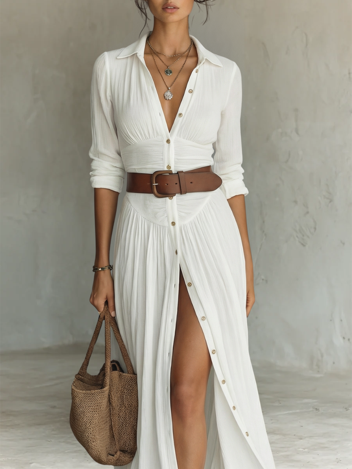 Madeleine | Robe longue boutonnée