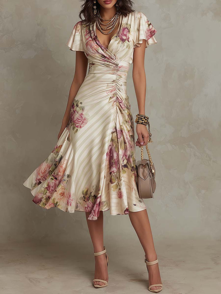 Alba | Robe midi satinée florale
