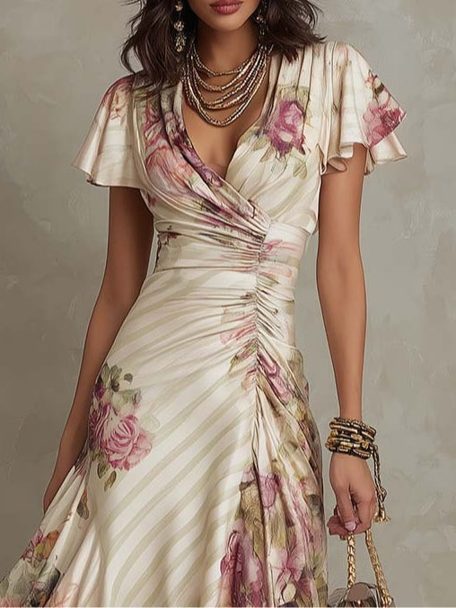 Alba | Robe midi satinée florale