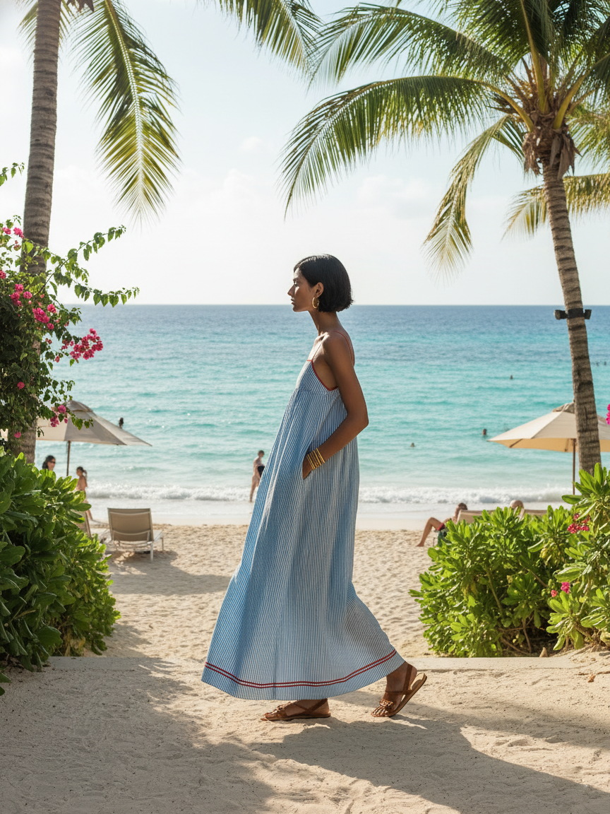 Colette | Robe maxi rayée légère