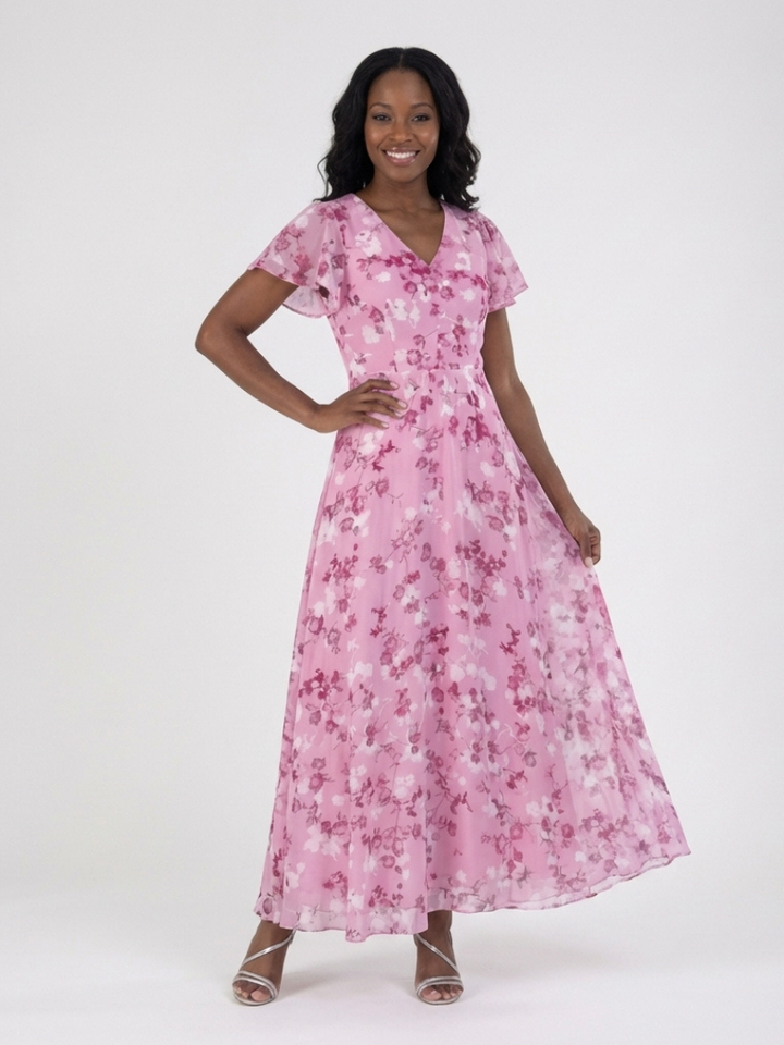 Isabelle | Robe maxi florale en chiffon