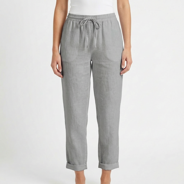 Luna | Pantalón Mujer Con Cintura Elástica Y Bajo Doblado | Casual