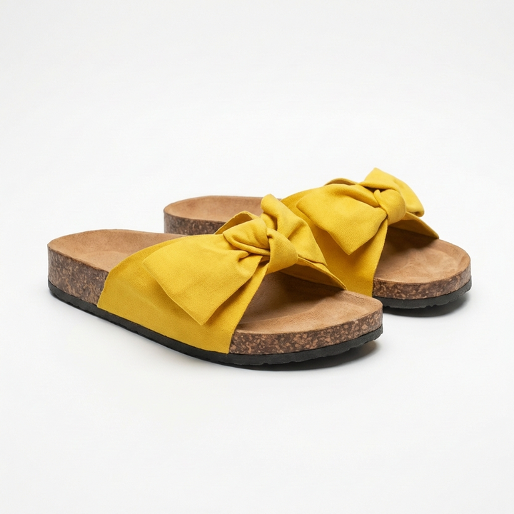 Luna | Sandalias Mujer Con Lazo Decorativo Y Suela Plana | Veraniego