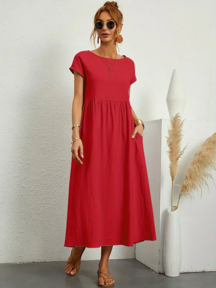 Gabrielle | Robe Midi Fluide avec Élégance Intemporelle