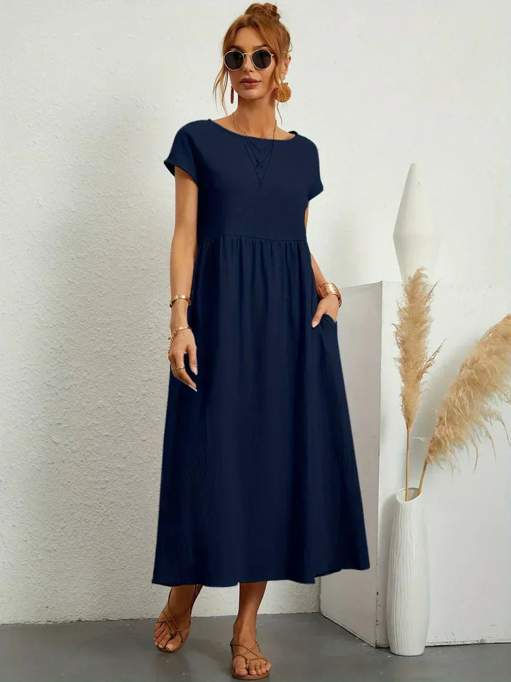 Gabrielle | Robe Midi Fluide avec Élégance Intemporelle