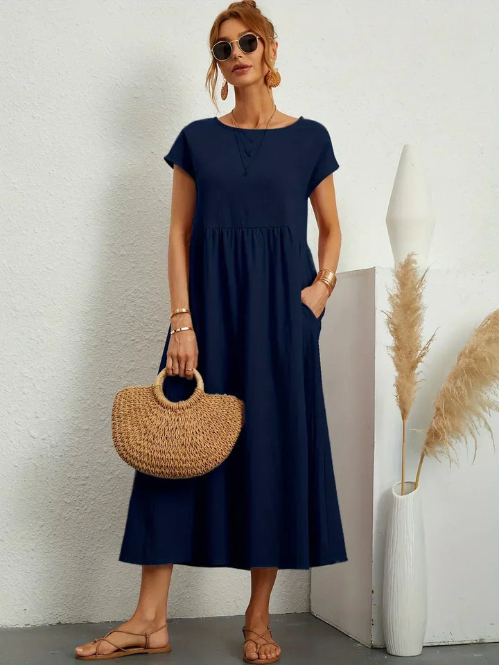 Gabrielle | Robe Midi Fluide avec Élégance Intemporelle