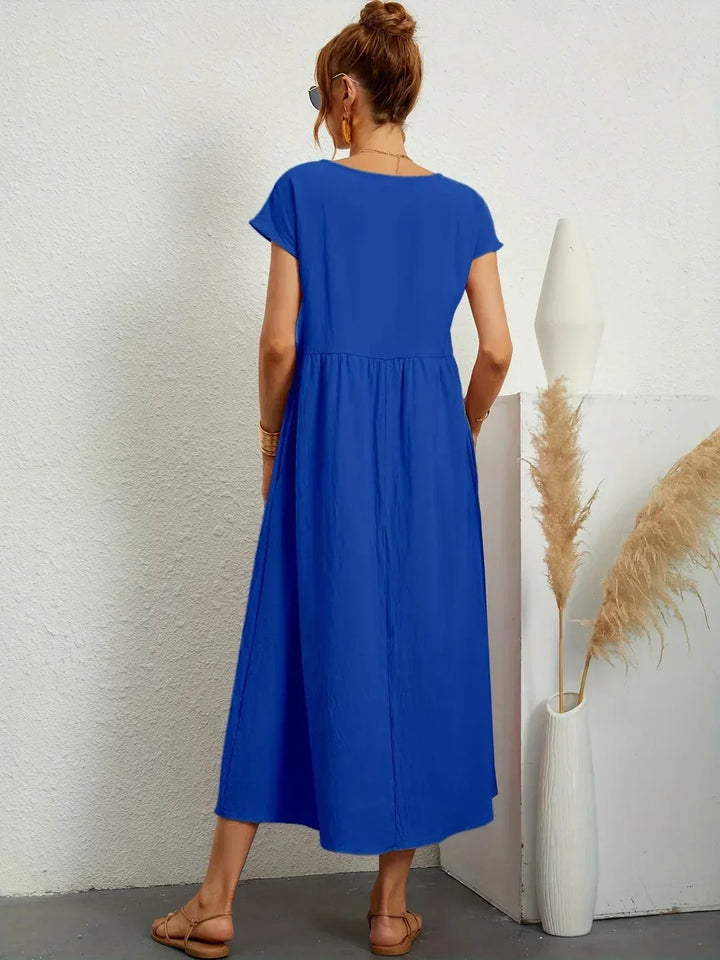 Gabrielle | Robe Midi Fluide avec Élégance Intemporelle