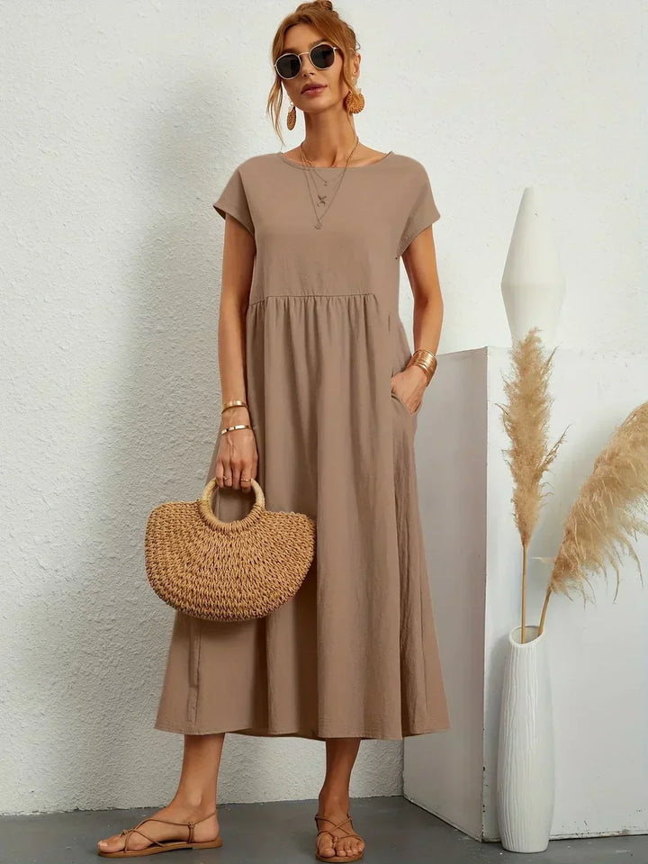 Gabrielle | Robe Midi Fluide avec Élégance Intemporelle