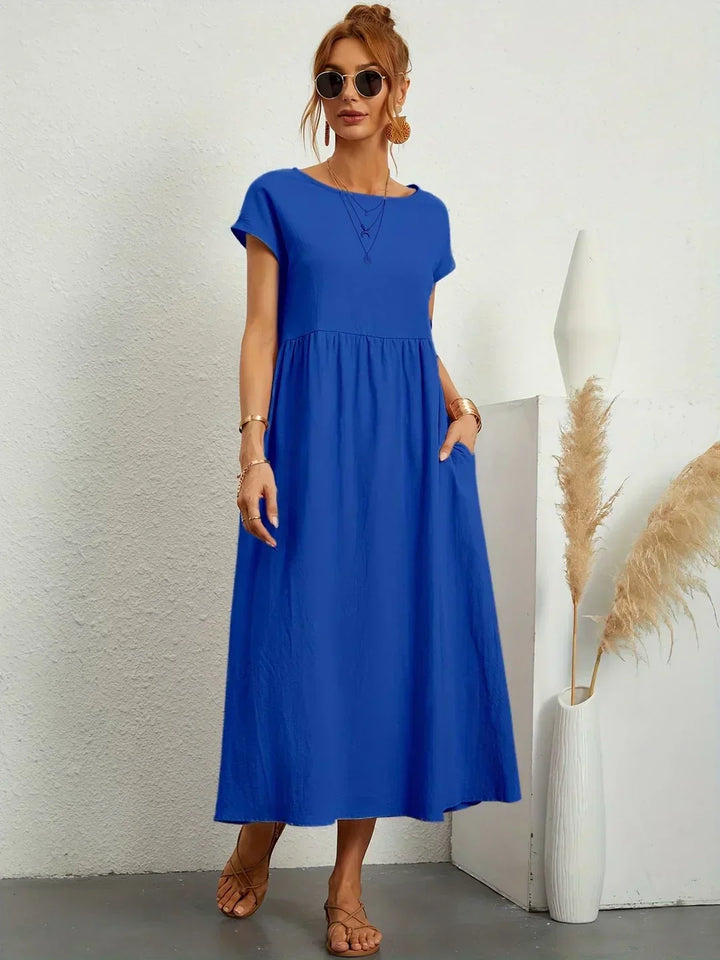 Gabrielle | Robe Midi Fluide avec Élégance Intemporelle