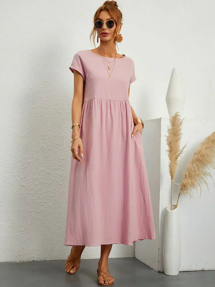 Gabrielle | Robe Midi Fluide avec Élégance Intemporelle