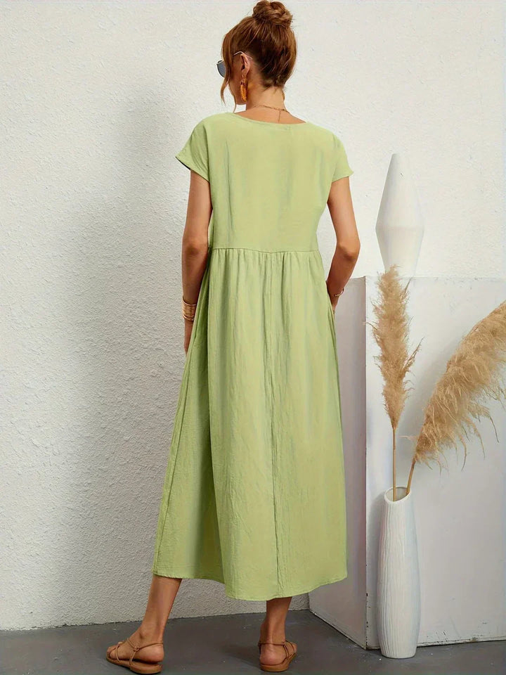 Gabrielle | Robe Midi Fluide avec Élégance Intemporelle