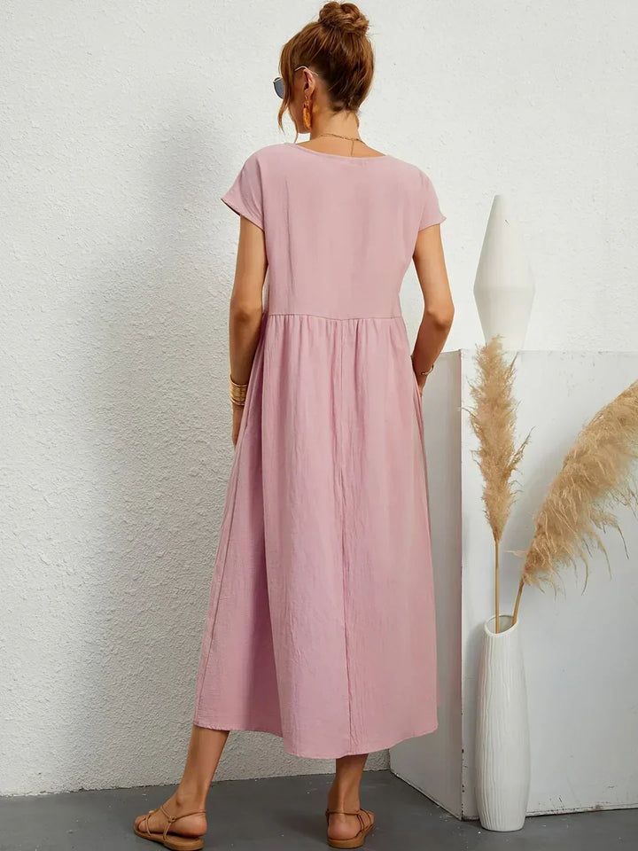 Gabrielle | Robe Midi Fluide avec Élégance Intemporelle