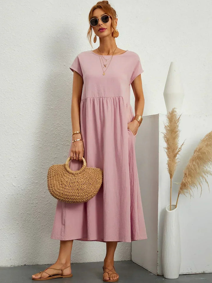 Gabrielle | Robe Midi Fluide avec Élégance Intemporelle