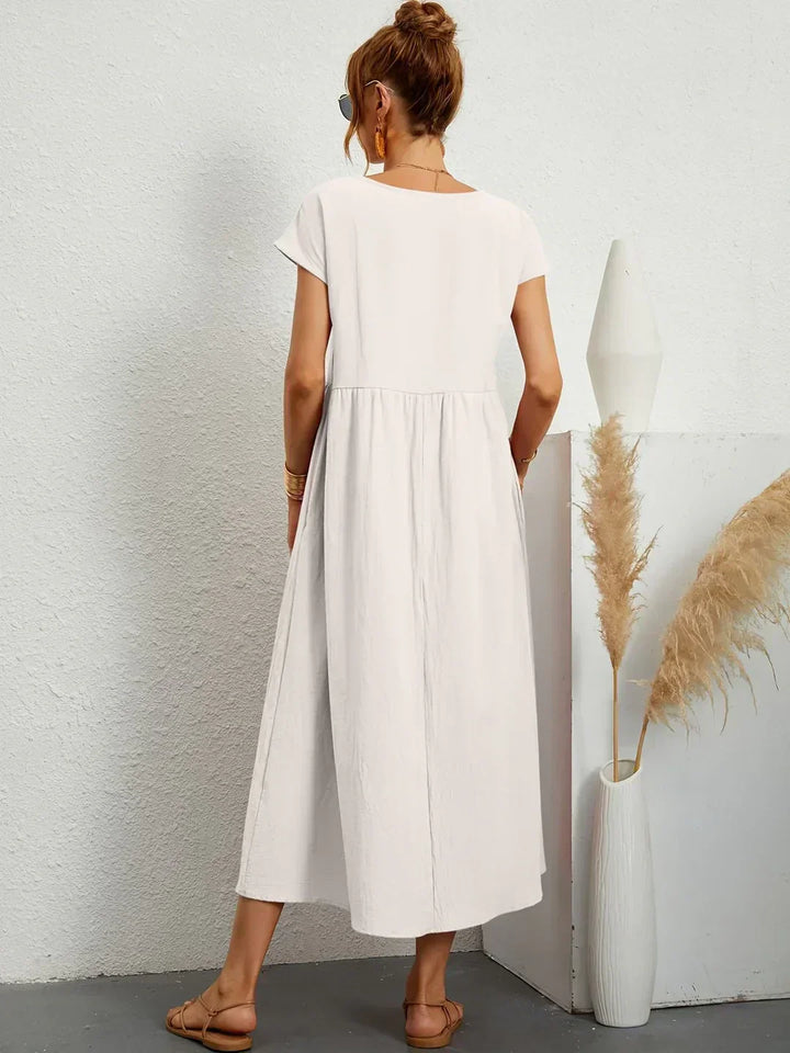 Gabrielle | Robe Midi Fluide avec Élégance Intemporelle