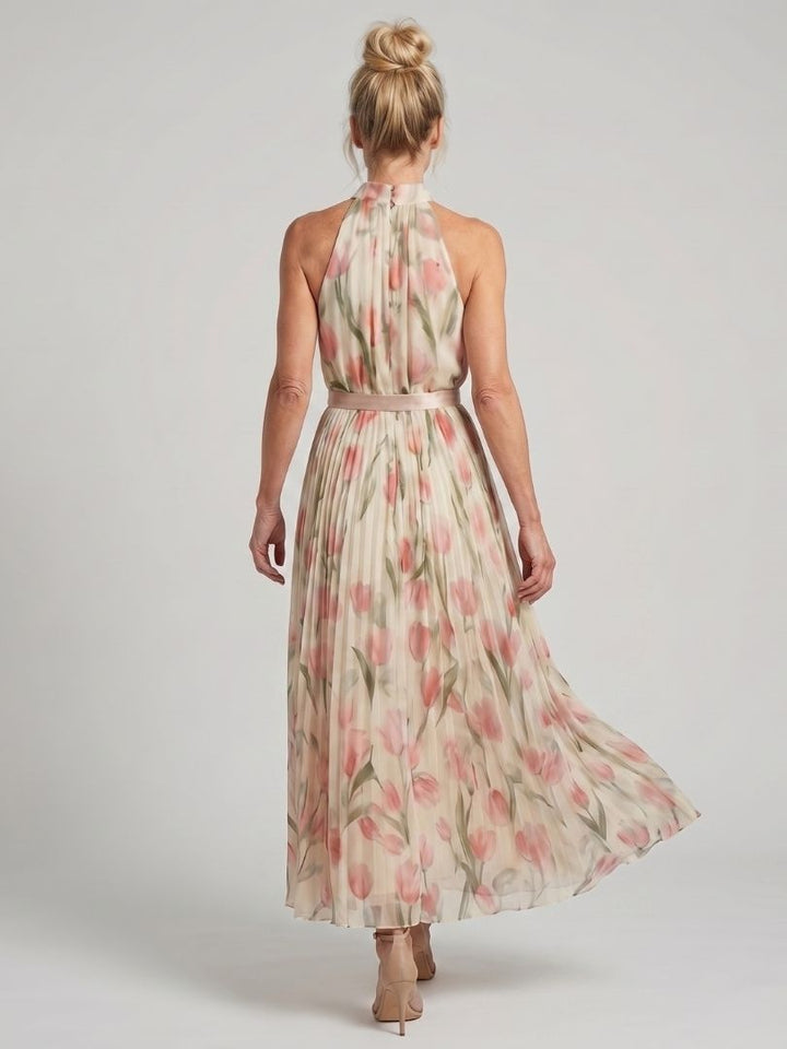 Aurélie | Robe midi florale à encolure halter