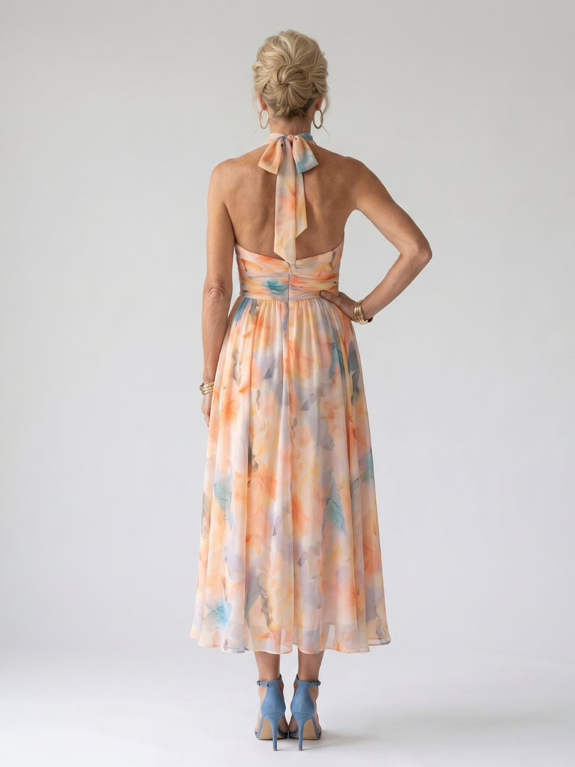 Élise | Robe midi douce à encolure halter