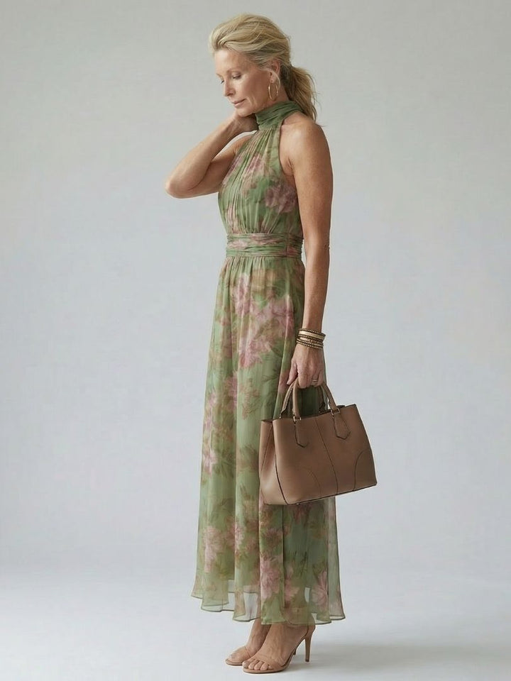 Suzanne | Robe Maxi à Encolure Halter Froncée