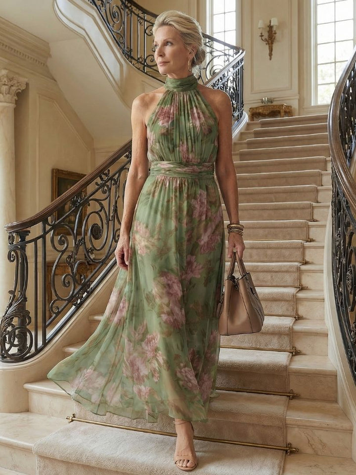 Suzanne | Robe Maxi à Encolure Halter Froncée
