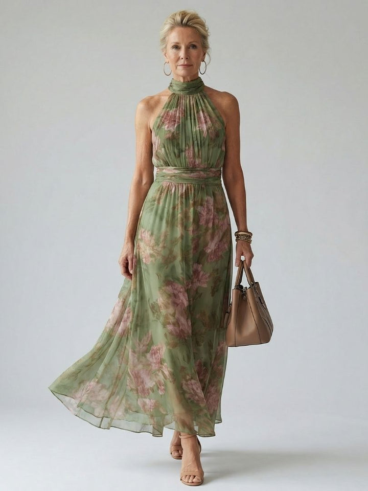Suzanne | Robe Maxi à Encolure Halter Froncée