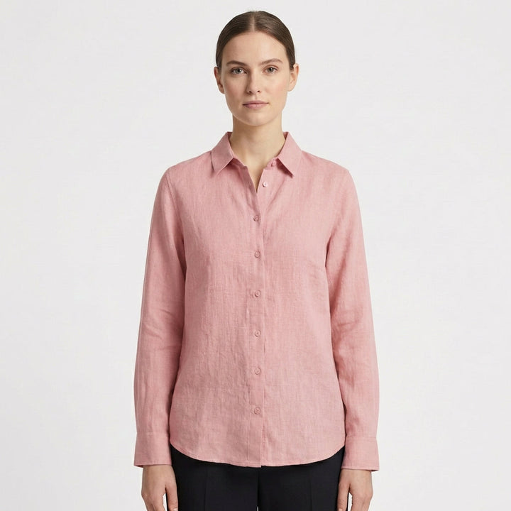 Sofia | Camisa Mujer Con Cuello Clásico Y Bajo Redondeado | Casual