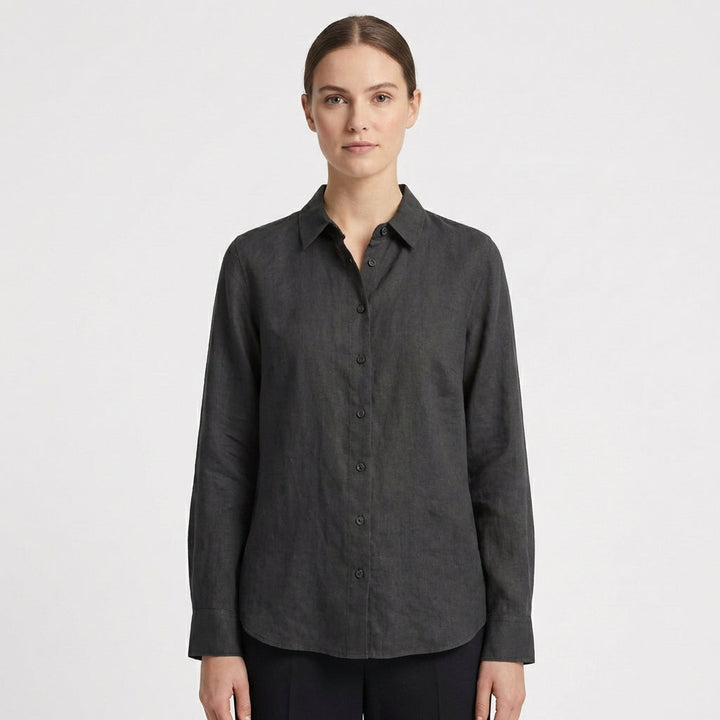Sofia | Camisa Mujer Con Cuello Clásico Y Bajo Redondeado | Casual
