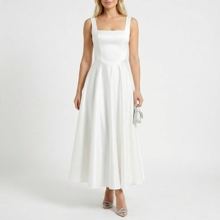 Valeria | Mujer Vestido Maxi Con Escote Cuadrado Y Falda Amplia | Glamuroso