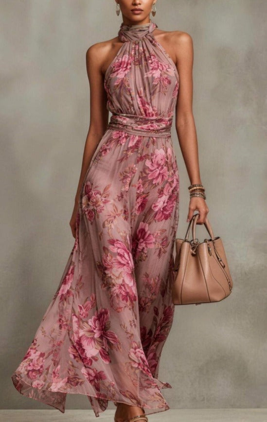 Serena | Robe longue fleurie en mousseline